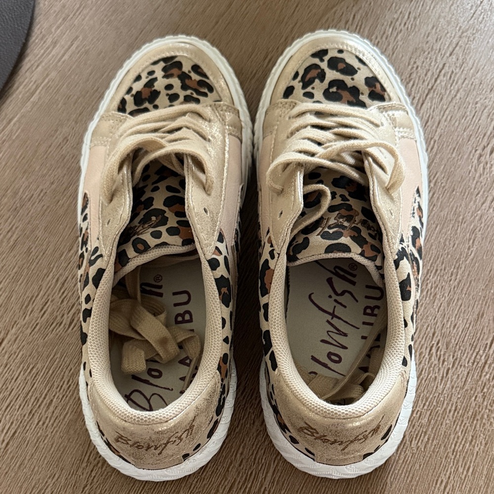 Leopard Print Beige Casual Women's Sneakers - Picture 4 of 6